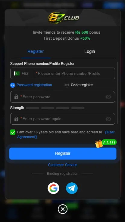 87Club Registration